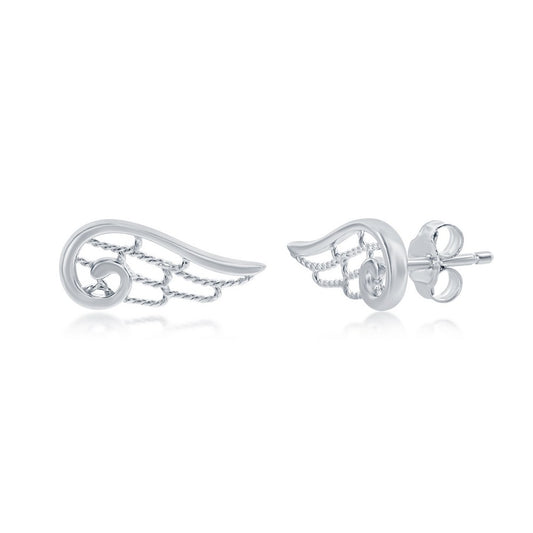 Sterling Silver Angel Wing Stud Earrings