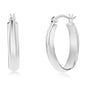 Sterling Silver 9x25mm Oval Hoop Earrings - Rhodium Plated