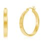 Sterling Silver 4x29mm Fancy Flat Hoop Earrings - Gold Plated