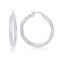 Sterling Silver 4x40mm High-Polished Hoop Earrings - Rhodium Plated