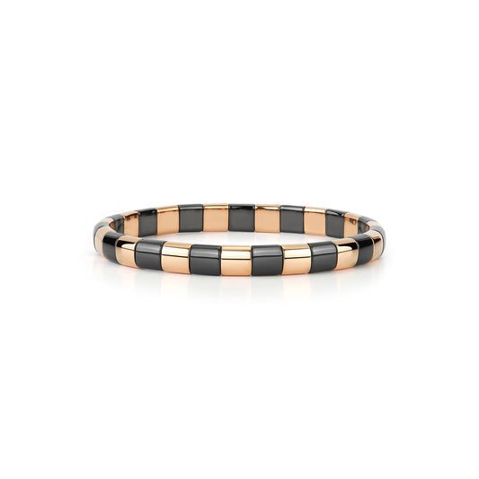 18K Rose Gold Overlay and Black Ceramic Stretch Bracelet