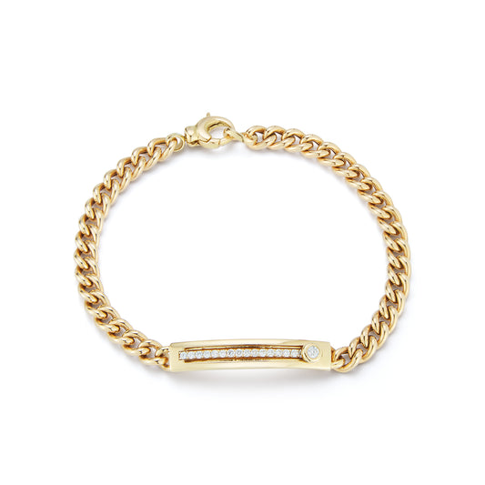 Chain Bracelet with Diamond Bar and Sliding Bezel