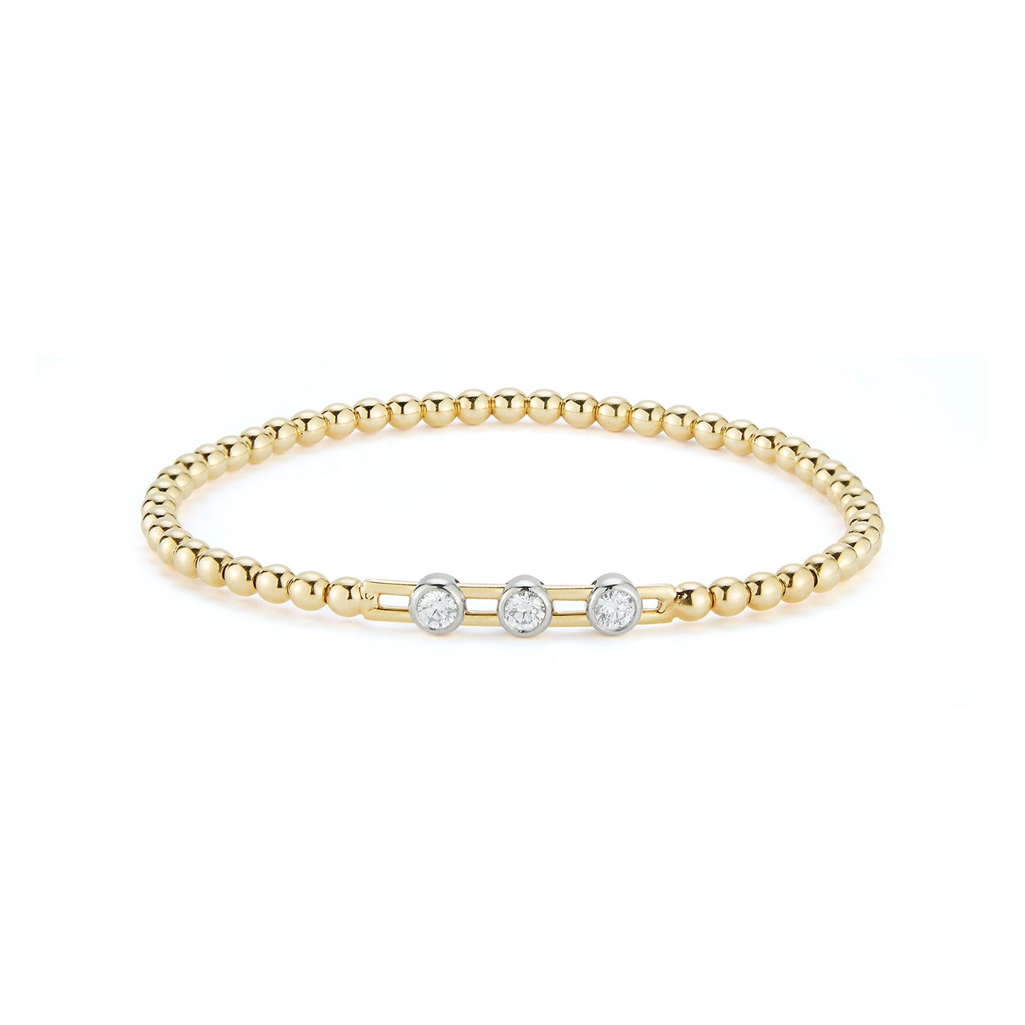 3 Sliding Diamond Bezel Beaded Bracelet