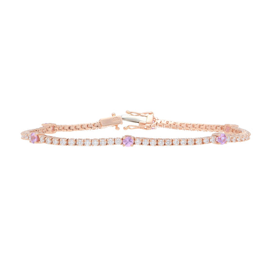 Diamond and Pink Sapphire Tennis Bracelet