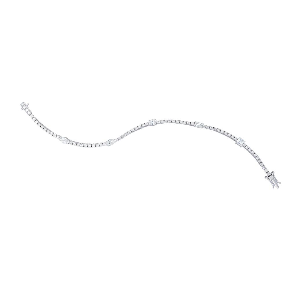 Alternating Multi Shape Diamond Tennis Bracelet