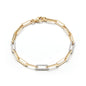 Paperclip Solid Gold Link Bracelet with 3 Diamond Pave Links