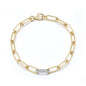 Solid Gold Paperclip Bracelet with One Pave Diamond Link