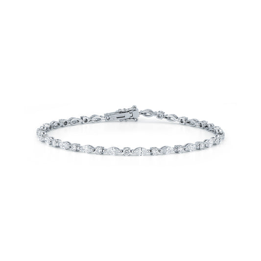 Alternating Round and Marquise Diamonds Bracelet