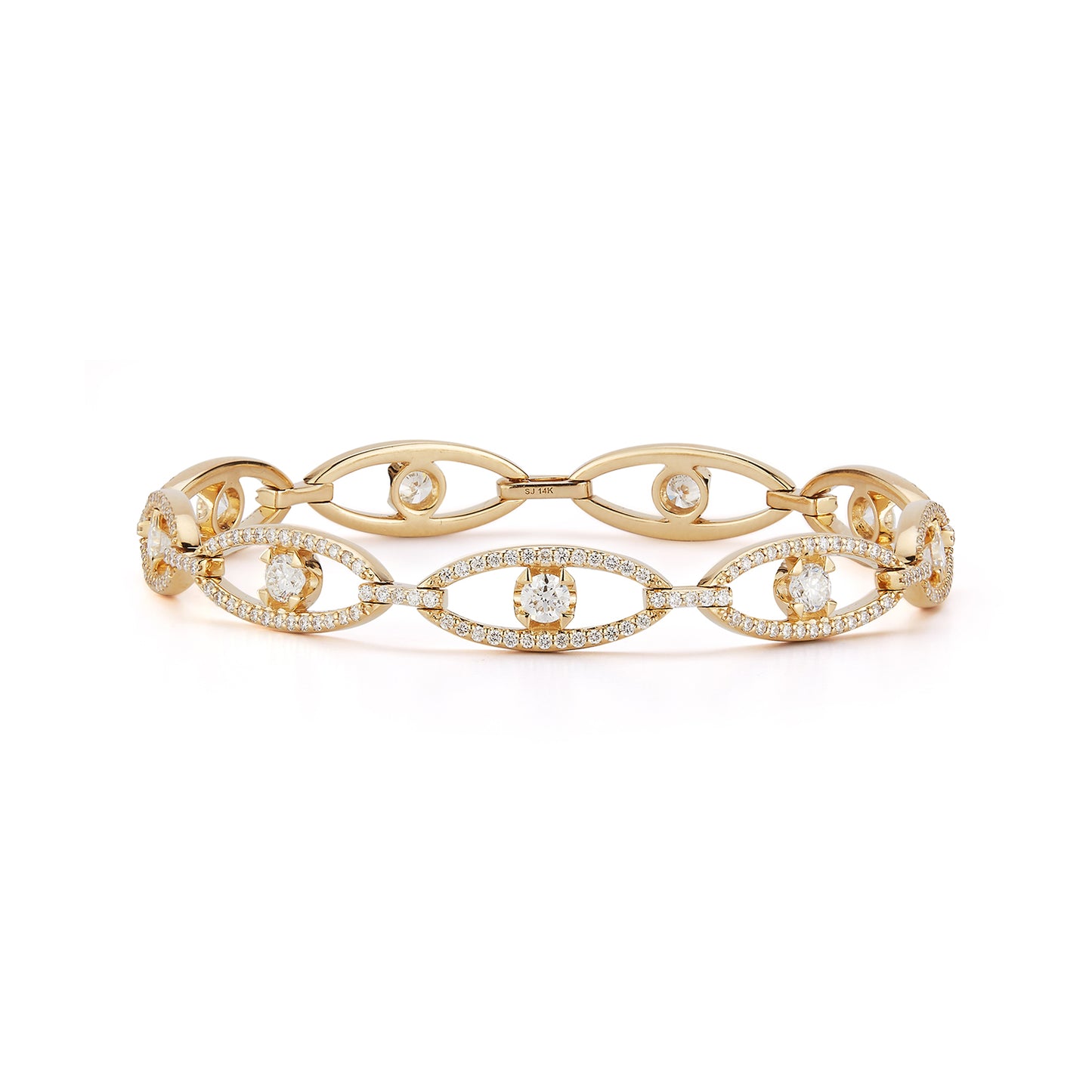 Oval Shape Pave Diamond Link Bracelet