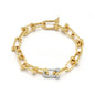 U Shape Solid Gold Link Bracelet with One Diamond Section