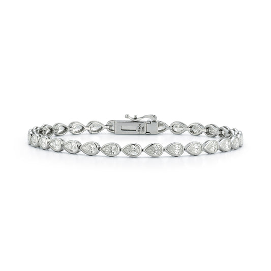 Plain Bezel Pear Diamond Tennis Bracelet