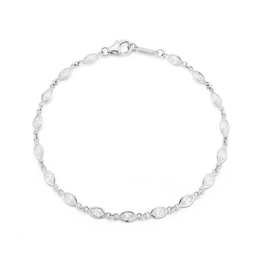 All Connected Plain Bezel Pear Diamond By The Yard Bracelet