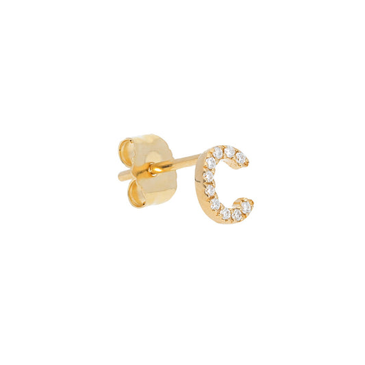 Single Initial Stud Earring