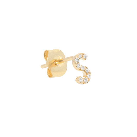 Single Initial Stud Earring