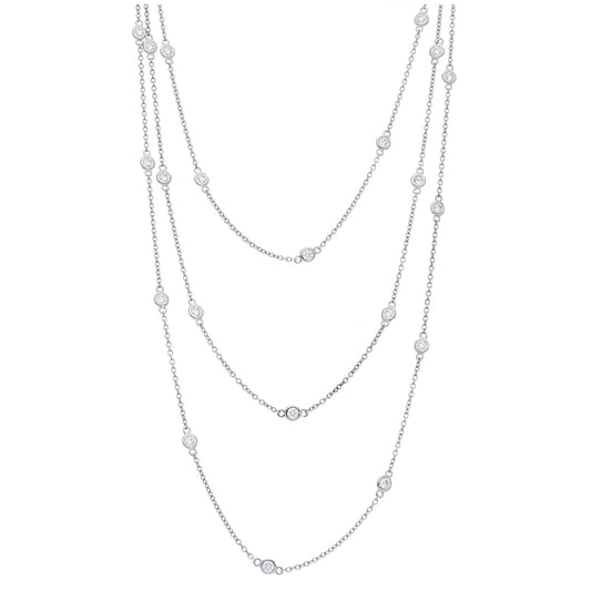 Long Polished Bezel Diamonds by the Yard Necklace