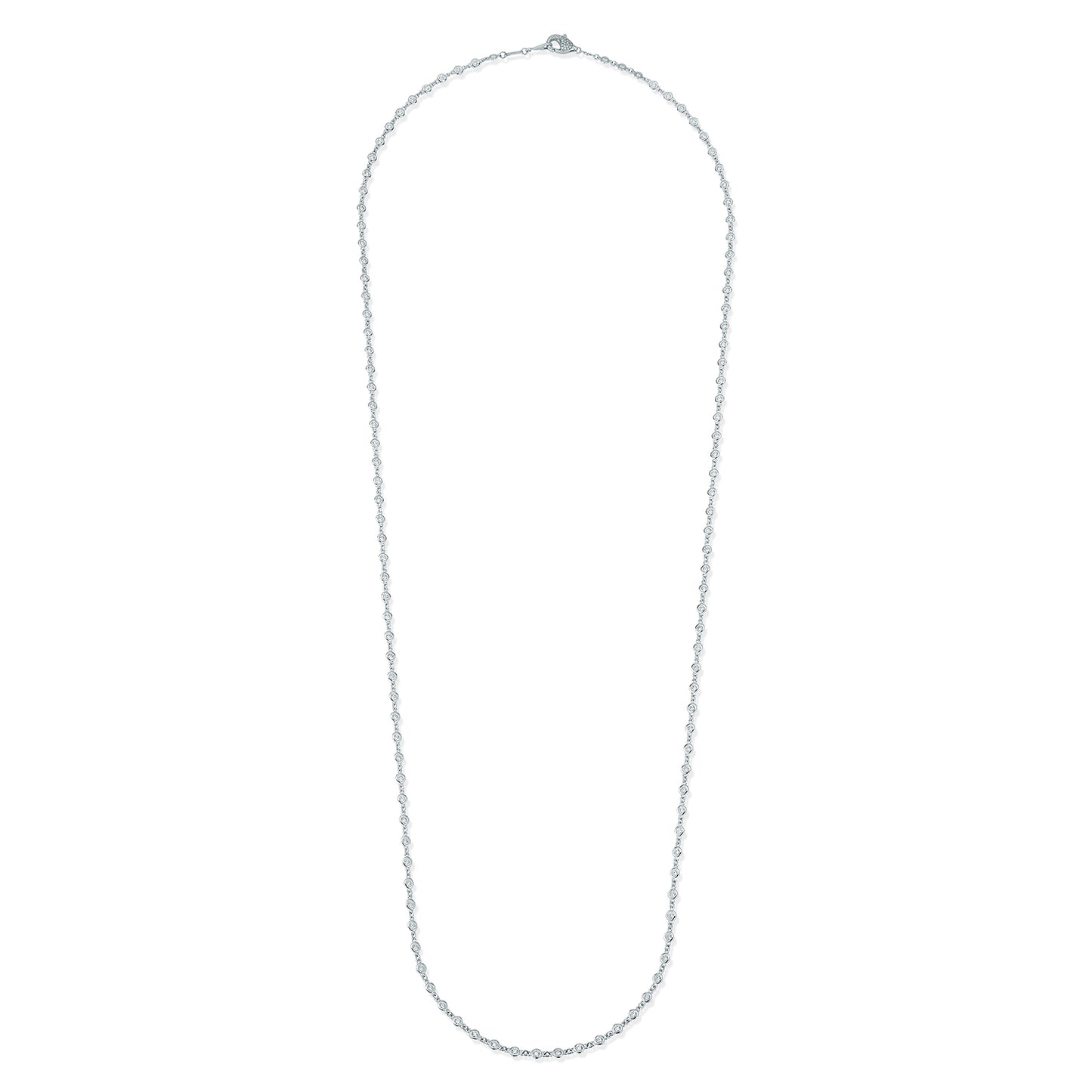 All Connect Plain Bezel Diamond By The Yard Necklaces with Pave Lobster Clasp