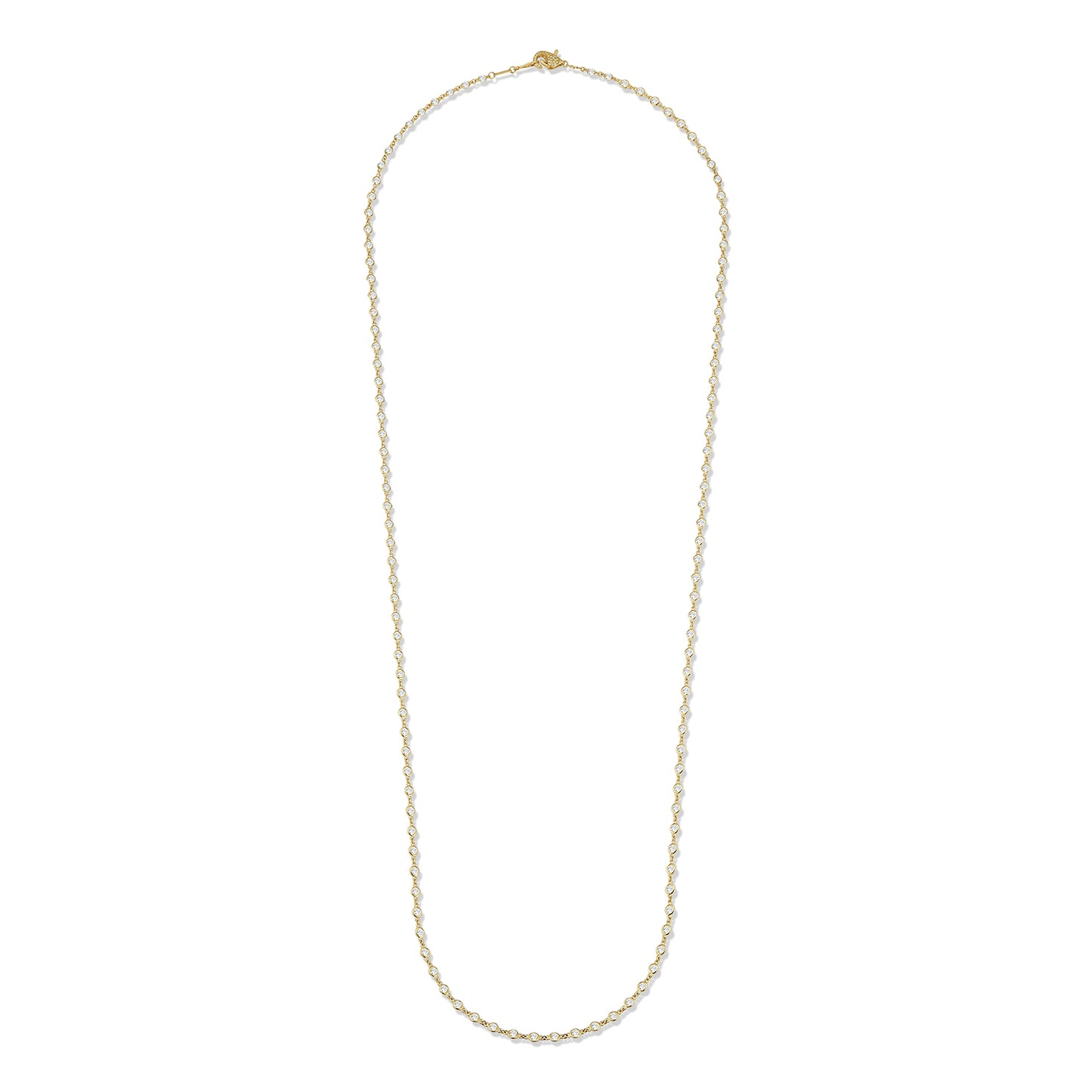 All Connect Plain Bezel Diamond By The Yard Necklaces with Pave Lobster Clasp