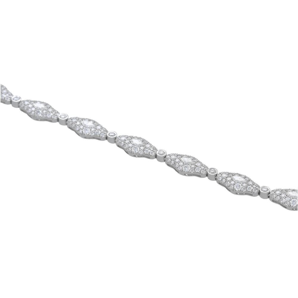 Oval Shape Diamond Bracelet with Marquise Diamond Centers