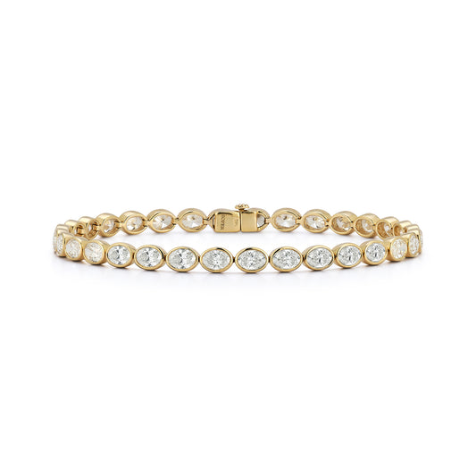 Plain Bezel Oval Diamond Tennis Bracelet