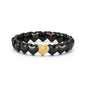 Black Ceramic Heart Bracelet with 1 Matte Yellow Gold Heart