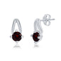 Sterling Silver Four-Prong 3mm Round Gem Earrings - Garnet