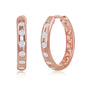 Sterling Silver 18mm CZ Hoop Earrings - Rose Gold Plated