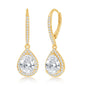 Sterling Silver Pearshaped Halo Dangling Earrings - Gold Plated