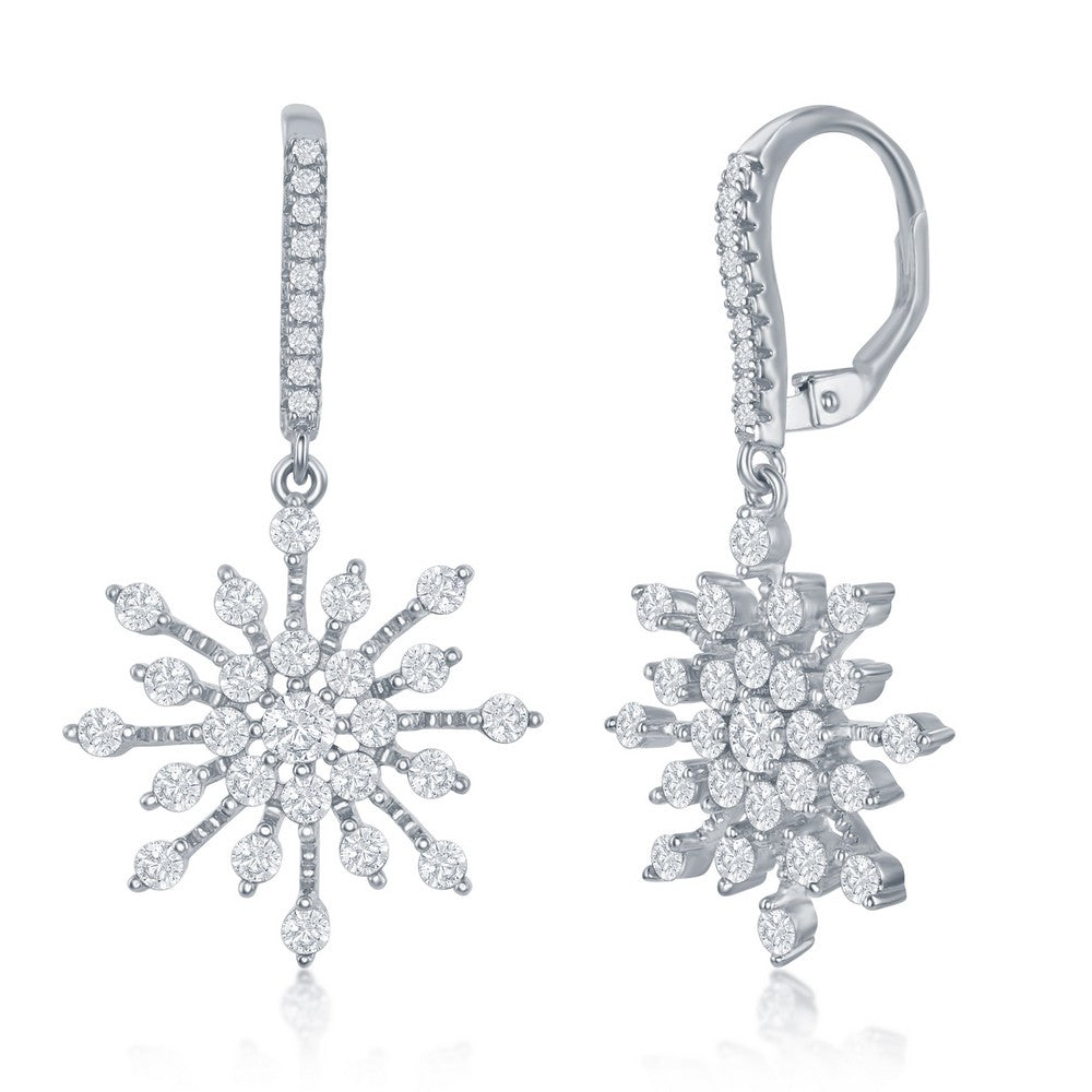 Sterling Silver Snowflake CZ Earrings