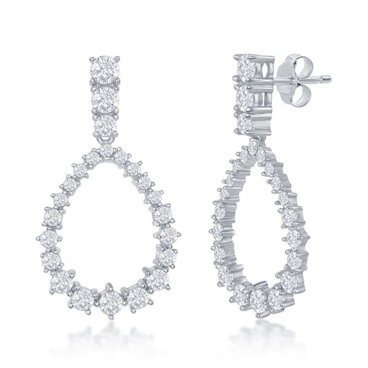 Sterling Silver Pearshaped CZ Earrings