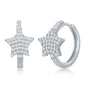 Sterling Silver Mircro Pave CZ Star Huggie Hoop Earrings