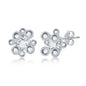 Sterling Silver CZ Multi-bead Stud Earings