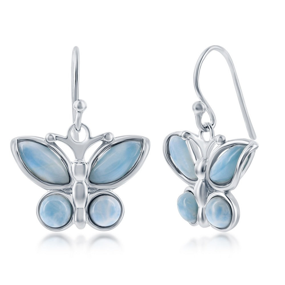 Sterling Silver Larimar Butterfly Earrings