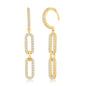 Sterling Silver Double Link CZ Paperclip Earrings - Gold Plated