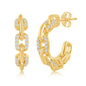 Sterling Silver 18mm CZ Paperclip Open Hoop Earrings - Gold Plated