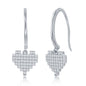 Sterling Silver CZ Pixel Heart Leverback Earrings