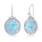 Sterling Silver Round Larimar Filigree Designed Earrings