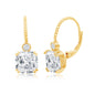 Sterling Silver Cushion-Cut CZ Earrings - Gold Plated