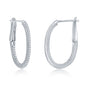 Sterling Silver Ultra-Thin 25mm Hoop CZ Earrings - Oval