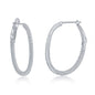 Sterling Silver Ultra-Thin 30mm Hoop CZ Earrings - Oval