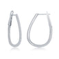 Sterling Silver Ultra-Thin 30mm Hoop CZ Earrings - Pear-Shaped