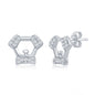 Sterling Silver Dog CZ Stud Earrings