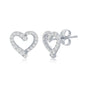 Sterling Silver CZ Open Heart Stud Earrings