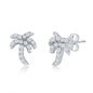 Sterling Silver CZ Palm Tree Stud Earrings