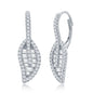 Sterling Silver Round & Baguette CZ Leaf Earrings