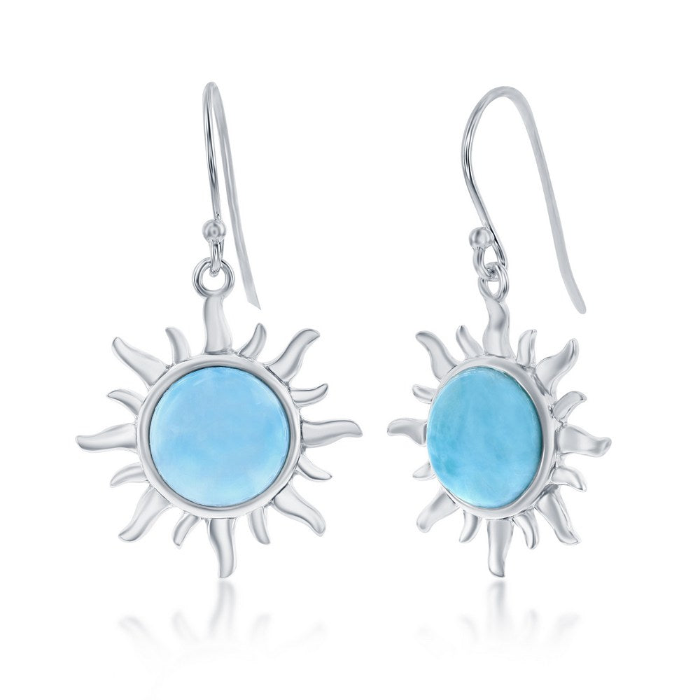 Sterling Silver Larimar Sun Earrings