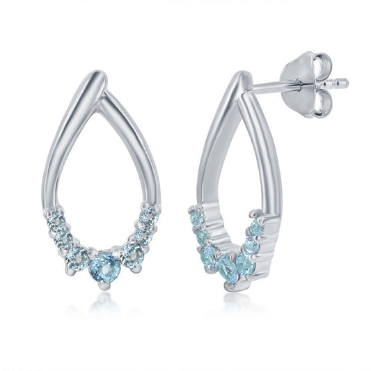 Sterling Silver Pear-shaped Gemstone Earrings - Sky Blue Topaz