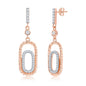 Sterling Silver Double Rectangle CZ Earrings - Rose Gold Plated