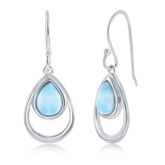 Sterling Silver Pearshaped Larimar Earrings