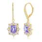 Sterling Silver Asscher-Cut Lavender CZ Earrings- Gold Plated