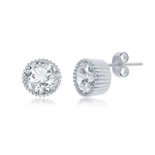 Sterling Silver 9mm Round Cupcake-Set Stud Earrings